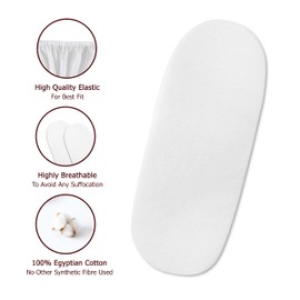 Hajran Linen – 100% Pure Cotton Pack of 2 Moses Basket Fitted Sheets | High Thread Count Fabric, Soft & Durable (White, 73-76 x 28-30 cm)