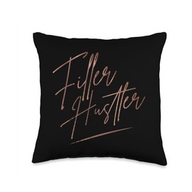 Filler Hustler Filler Injections & Med Spa Pun Vintage Hustler Lip Filler Aesthetic Nurse Injector Throw Pillow, 16x16, Multicolor