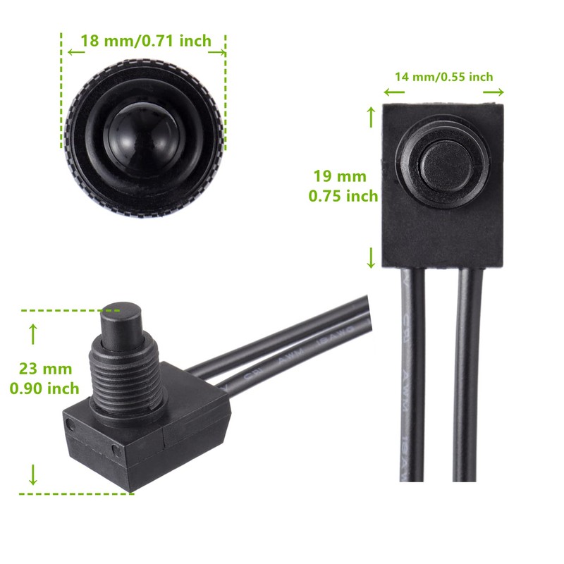 EPLZON KP-107 Waterproof Push Button Switch 12V ON/Off SPST Switch