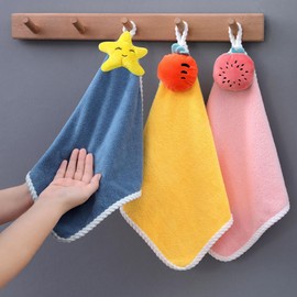 MinniLove Towel, Loop Towel, Handkerchief, Washcloth, Drawstring Towel, Absorbent, Quick-Drying, Fluffy Cotton, Soft Entrance Goods, Kindergarten, Elementary School, Girls, Boys, Petite Gift, Stylish