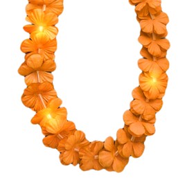 blinkee Light Up Hawaiian Flower Lei Necklace Orange for Parties & Events with Multiple Light Modes – Battery Included – Lightweight & Long Length Accessory