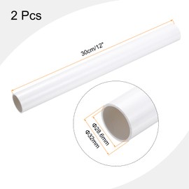 MECCANIXITY 2Pcs 1.26 Inch PVC Rigid Tube Round Pipe 28.6mm ID 32mm OD 12" High Impact for Water Pipe, Aquarium, Fish Tank, Greenhouse Garden, White