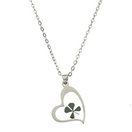 High Polished Stainless Steel Lucky Charm Four Leaf Clover Necklace, Lucky Clover Necklace for Women