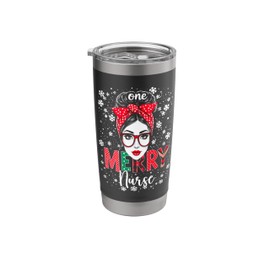 Funny Bandana Girl One Merry Nurse Christmas Eve X-Mas Tee Stainless Steel Insulated Tumbler