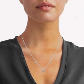 Fifth and Fine Letter X Initial 1/20 Cttw Natural Diamond Pendant Necklace set in 925 Sterling Silver