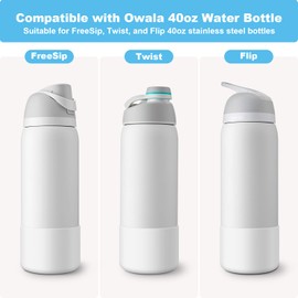 Alwenid 2PCS Silicone Water Bottle Boot for Owala 40 Oz, Anti-Slip Protective Sleeve Bottom Bumper Protector for FreeSip, Twist, and Flip Stainless Steel Water Bottles (White)