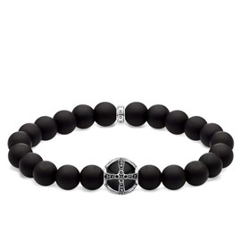 THOMAS SABO A1928-812-11 Unisex Black Cross Bracelet 925 Sterling Silver Blackened, Sterling Silver, Cubic Zirconia