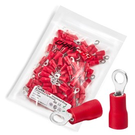Chanzon 100pcs Red Ring Terminals - #4 M3 - UL Listed Insulated PVC Eyelet Wire Connector 22-16AWG Gauge Electrical Crimp Connector for Boat Truck Stereo Car
