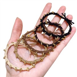 KYL Hair Ties No Damage Elastic Rubber Bands for Hair Accessories for Women Girls Ponytail Holders Hair Scrunchies for All Hair Types 5pcs (Black/Brown/Apricot)