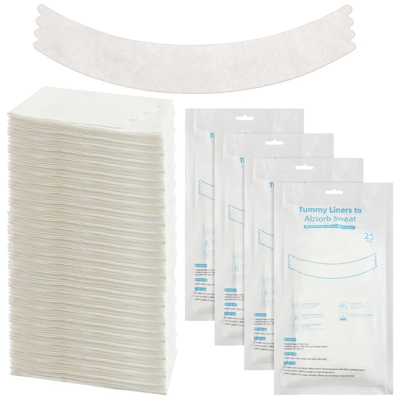 Neer 100 Pcs Tummy Liners for Sweat White Thin Cotton