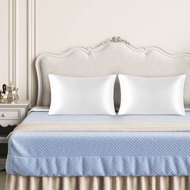 PiccoCasa Satin Pillowcase, Cool Envelope Style Pillowcase, Rayon, Cool to Touch, 2 Piece Set, Soft Like Silk, Double Sided Pillow Cover, Solid, Odor Resistant, White 50 x 75 cm