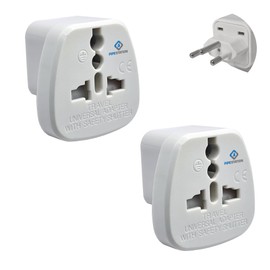 Pipestation UK to Switzerland Plug Adapter - 2 Pack - UK to Swiss Plug Adapter - Type G to Type J Swiss Adapter UK Plug - Universal UK Swiss Plug Adapter - Small, Light & Compact for Travel