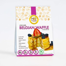 Low Carb Belgian Waffle Mix, Gluten-Free & Plant-Based Pancake Mix for Vegans, High Protein & High Fiber, No Artificial Flavors, Dairy-Free & Paleo-Friendly, No Added Sugar, 11.1 oz - No Sugar Aloud