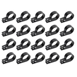 Nylon R-Type Cable Clamp 20Pcs Set, Black Wire Clip for Cable Management, Fit Diameter 21-25mm