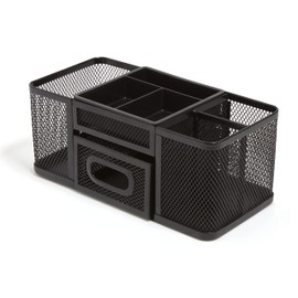 TRU RED Staples Wire Mesh Desk Organizer, 7-Compartments, Accessory Holder, Perfect for Office & Home Use, Black