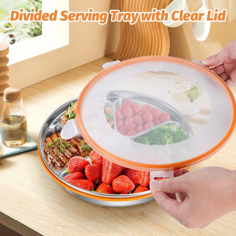 VAlinks Divided Serving Tray with Lid SUS 304 Snackle Box