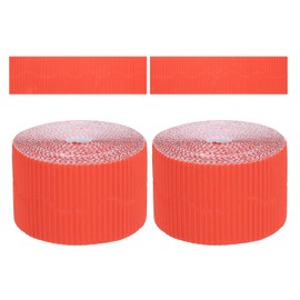 PATIKIL 3.9inch x 131.2ft Bulletin Board Border, Scalloped Trim Paper Corrugated Decorate Border for Locker Classroom Decor Black White Cork Poster Boards, Orange (1.3mm)