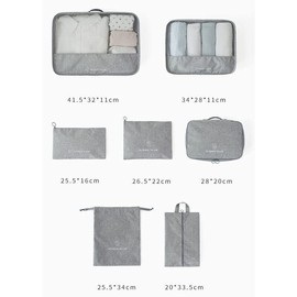 7Pcs Packing Cubes Travel Pouches Luggage Organiser Clothes Suitcase Storage Bag Foldable Suitcase Organizer Lightweight Luggage Storage Bag Multifunctional Clothing Sorting Packages (Grey)
