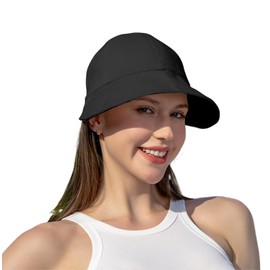 YAMEE Women's Foldable Sun Hat with Wide Brim, Summer Hat, Women's Beach Hat, black, Unit size