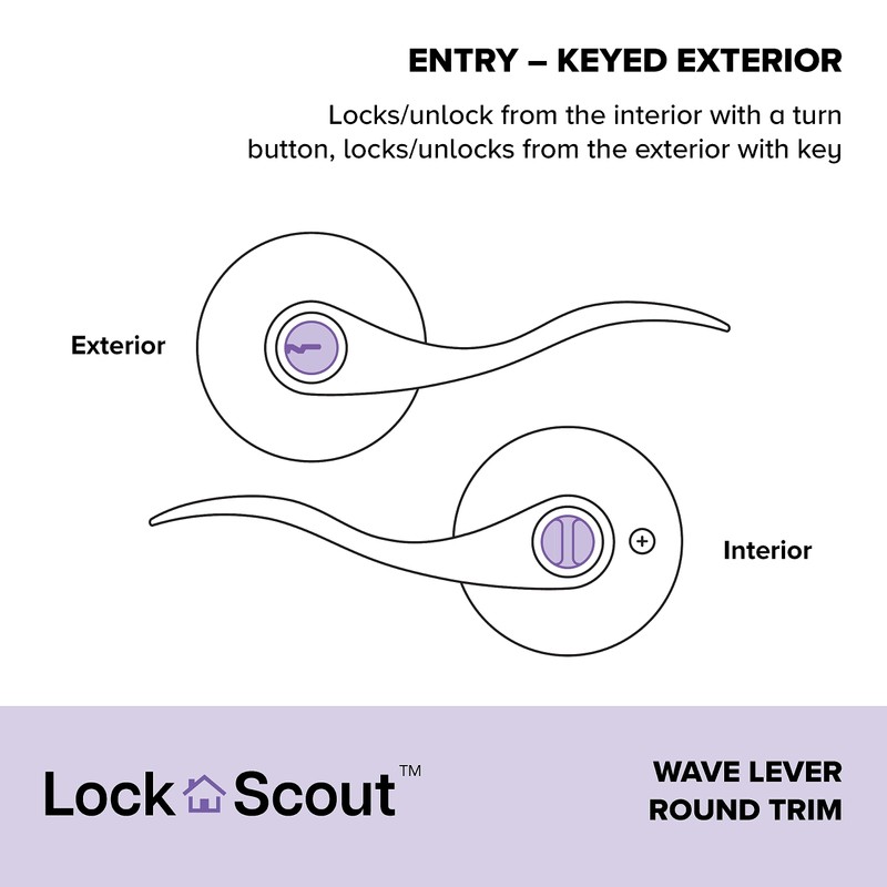 Lock Scout Wave Lever with Round Trim Keyed Entry Door