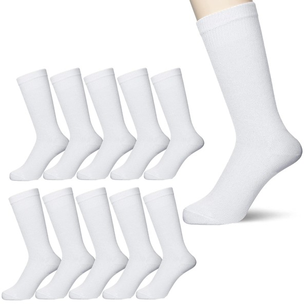 COCOS Nobuoka ERG-2000 Men's Socks, 10 Pair Set, Durable, Sweat Absorbent, Cotton Blend Socks, Reinforced Toe and Heel, Work, 9.8-10.6 inches (25-27 cm), white