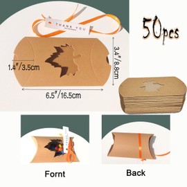 50Pcs Small Thank You Maple Leaf Box with Window 3.5x2.5x1Inch Gift Treat Candy Mini Size Cookie Boxes Autumn Theme For Chocolate Party Favors Hard Kraft Paper Bags Packaging Candy Party Gift Boxes