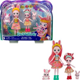 Enchantimals HCF84 Bree Bunny and Little Sister (approx. 15 cm and approx. 4 cm) & 2 Animal Figures, Removable Skirt and Accessories, Great Toy Gift for Children from 3 Years