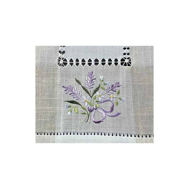 Table Runner Tablecloth Table Runner Embroidered Lavender White Beige (30