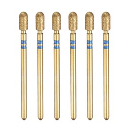 sourcing map 6pcs 120-140 Grits Diamond Grinding Bit 3.5mm Cylindrical Ball Head 2.35mm Shank 7mm Length Titanium Plated Stone Sanding Drill Bits Rotary Tool for Nails Grinding Polishing, Blue
