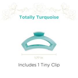 ​​TELETIES - Open Tiny Hair Clip - Spring Collection - Hair Claw Clips for Women - Strong Grip, Bendable Teeth, Curved Design - For All Hair Types and Textures - Totally Turquoise