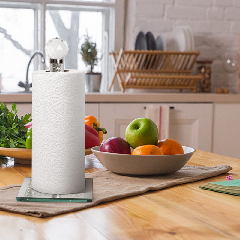 Silver Paper Towel Holder Stand, Countertop Paper Towel Roll Dispenser