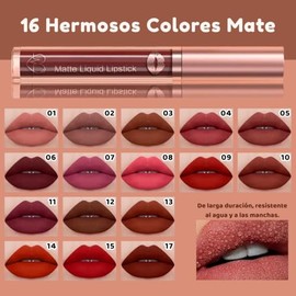Duo Labial Mate y Gloss Larga Duración, Alta Pigmentación, Acabado Profesional, Hidratante, Color Intenso Todo el Día, Compacto y Portátil para Uso Di