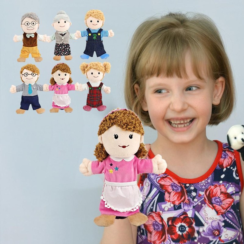 6Pcs Hand Puppet Set 11.8 Inch Soft Plush Family Members