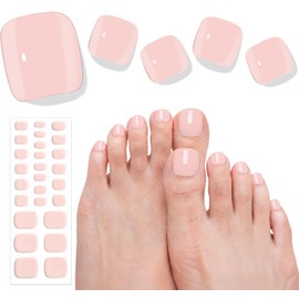 Beaolata Semi Cured Gel Nail Strips - 26 PCS Salon Quality Toe Gel Nail Stickers for All UV Light - Longlasting & Easy Remove Toe Wraps Art Kit for Women (Sheer Pink)