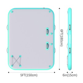 JOOLOOG Inflatable Floating Dock Mat,6 inches Thick Inflatable Stable Platform Raft with Storage Bag None-Slip Surface for Lake Beach Pool Green 6x5ft