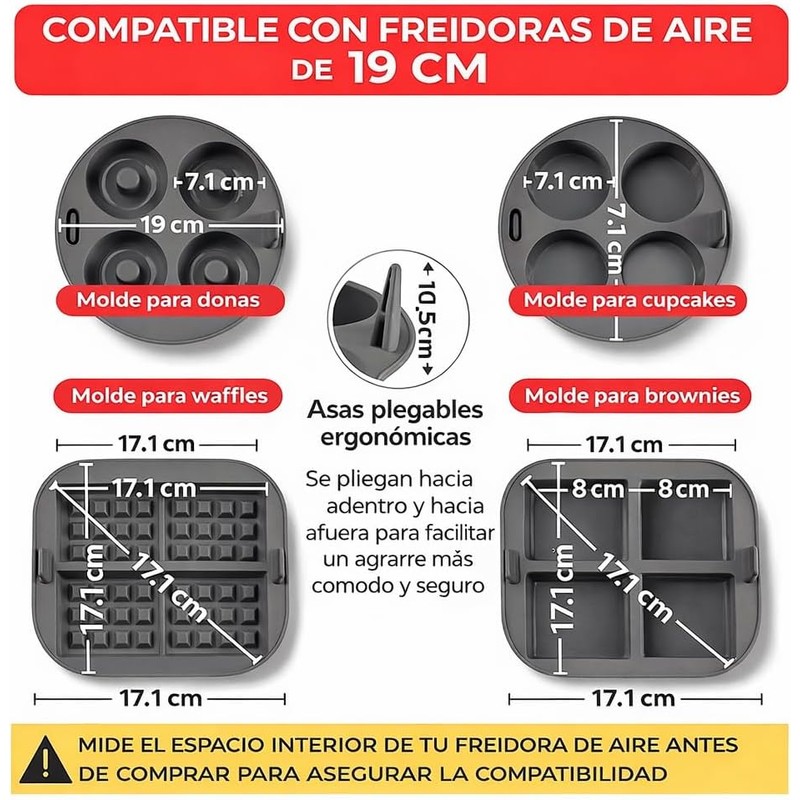 Kit de 4 Moldes de Silicona para Freidora de Aire