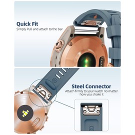 Fleshy Leaf Gold buckle 20mm Quick Fit band Compatible Compatible with Garmin Fenix 7S 5S/ 5S Plus, 6S/ 6S Pro, D2 Delta S, Descent Mk2S - Stainless Steel Metal Replacement Wristband Strap (Slate)