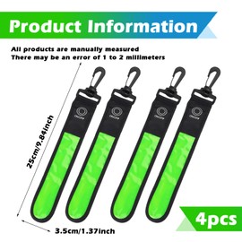 LED Flashing Light for School Bag, Pack of 4 Children's Reflectors Flashing Light School Bag with 3 Modes Safety Light Waterproof Reflector Pendant for Backpack Hiking Jogging (Green)