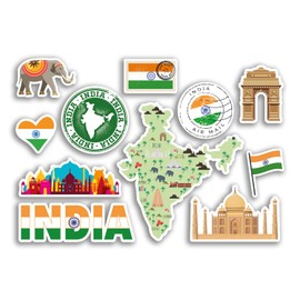 A5 Sticker Sheet India Vinyl Stickers - Landmarks Indian Culture Map Country Holiday Flag Travel #78482