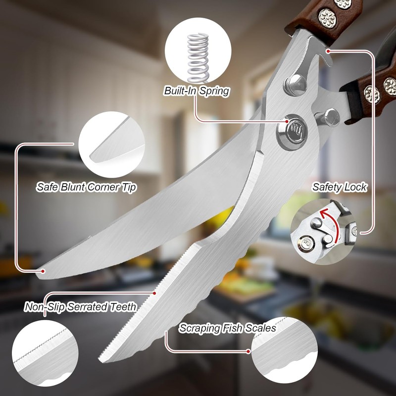 LUPOGRIGIO Kitchen Scissors, Poultry Shears, Poultry Shears Heavy Duty, Heavy