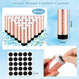 Seenelling 24 Pack Gender Reveal Confetti Cannon Mini Gender Reveal Poppers Confetti Cannon with Stickers Boy or Girl Gender Reveal Party Supplies for Baby Shower Party (Blue)