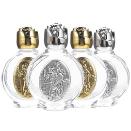 PASOLABE 4Pcs Holy Water Bottle Glass Holy Water Container, Christian Catholic Jesus Container Empty Oil Containers for Baptism Party Wedding Church