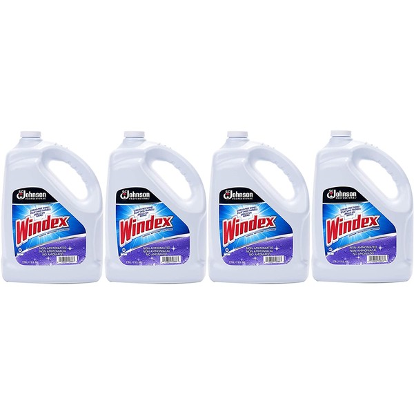 SC Johnson Professional, Windex Ammonia-Free Glass, Window & Surface Cleaner Refill, 1 gallon/128 Oz (Pack Of 4)