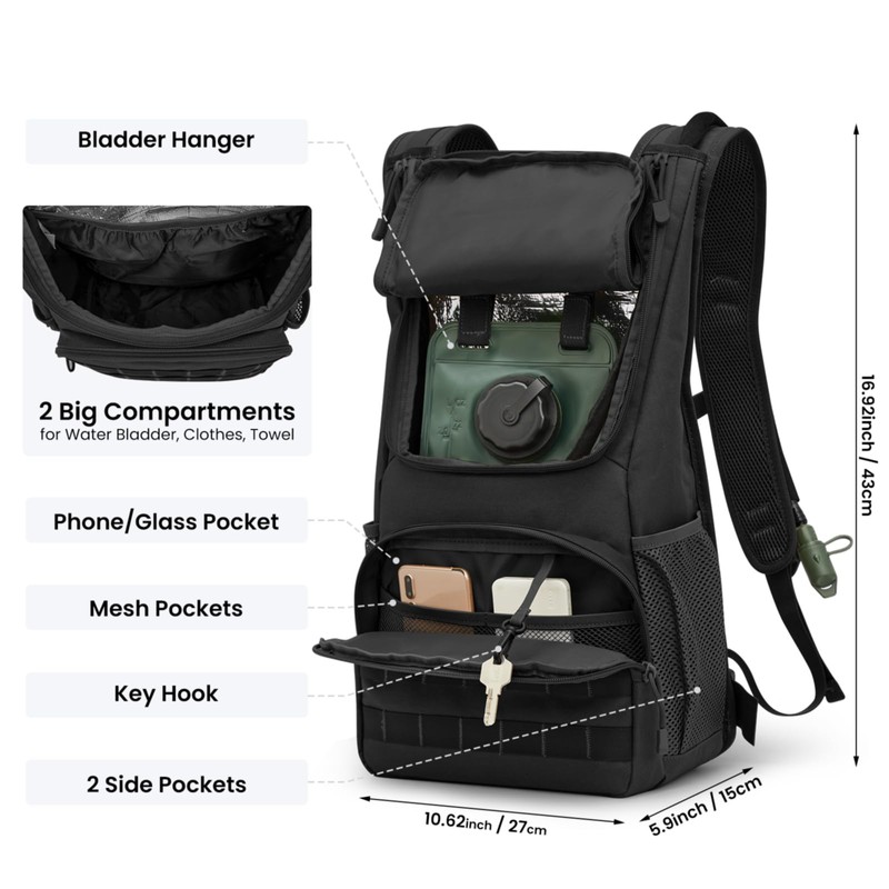G4Free Military Hydration Backpack with 2L Improved Bladder, Hydration Bladders,
