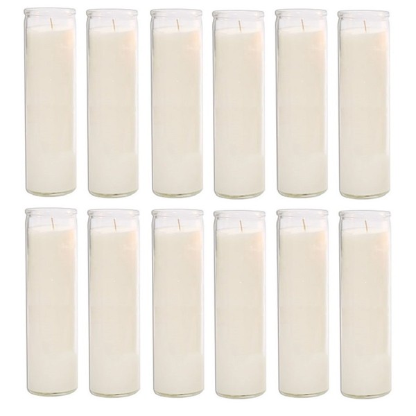 Glass Assorted Religious Candle, White, Case of 12 (1)
