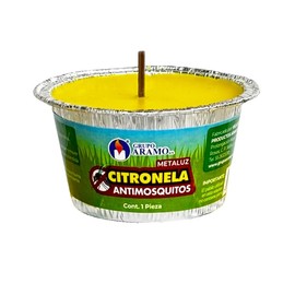 ARAMO® | Pack Vela AROMÁTICA | Metaluz® CITRONELA ANTIMOSQUITOS | 3 piezas de 135 gr c/una | Color amarillo