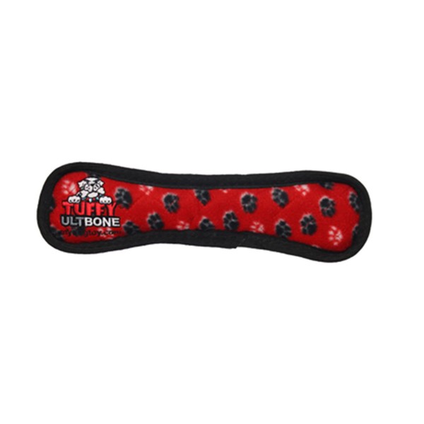 TUFFY Ultimate Bone, Durable Dog Toy (Red Paw)
