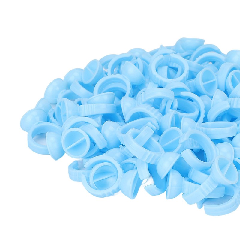 100PCS Glue Rings, Blue Remove Excess Glue Eyelash Extension Cups