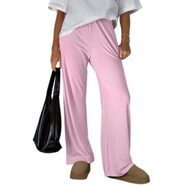 Trendy Queen Womens Wide Leg Pants Sweatpants Comfy Lounge Fit Loose Flowy Pants Fall Fashion Clothes Outfits 2025 Pink M