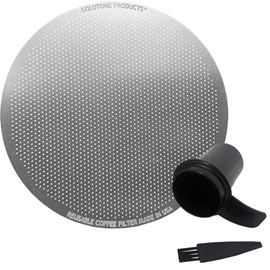 GOLDTONE Stainless Steel Reusable Disk Coffee Filter for Aero Press Coffee and Espresso Makers includes 1oz Scoop and Brush